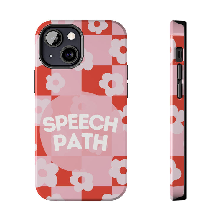 speech path red retro flower iPhone case