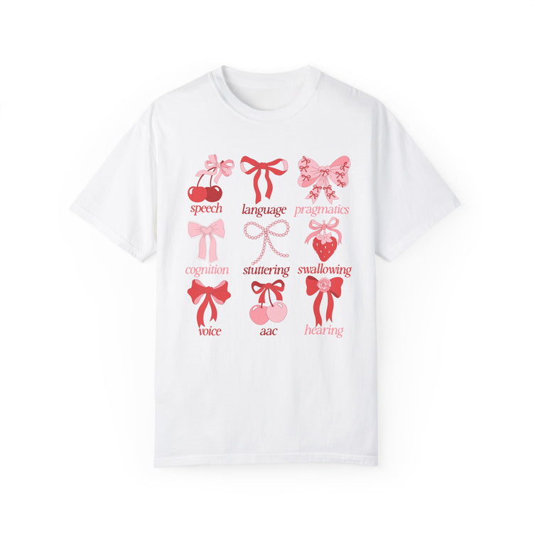 SLP scope pink/red bows comfort colors tee