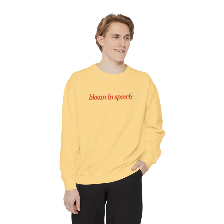 bloom in speech flowers comfort colors crewneck