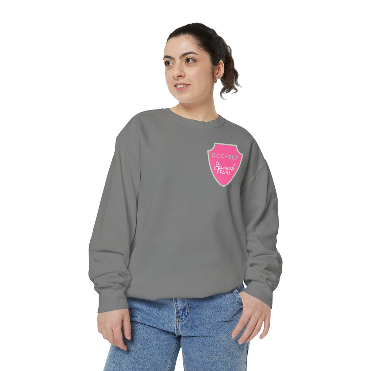 speech path ccc badge comfort colors crewneck