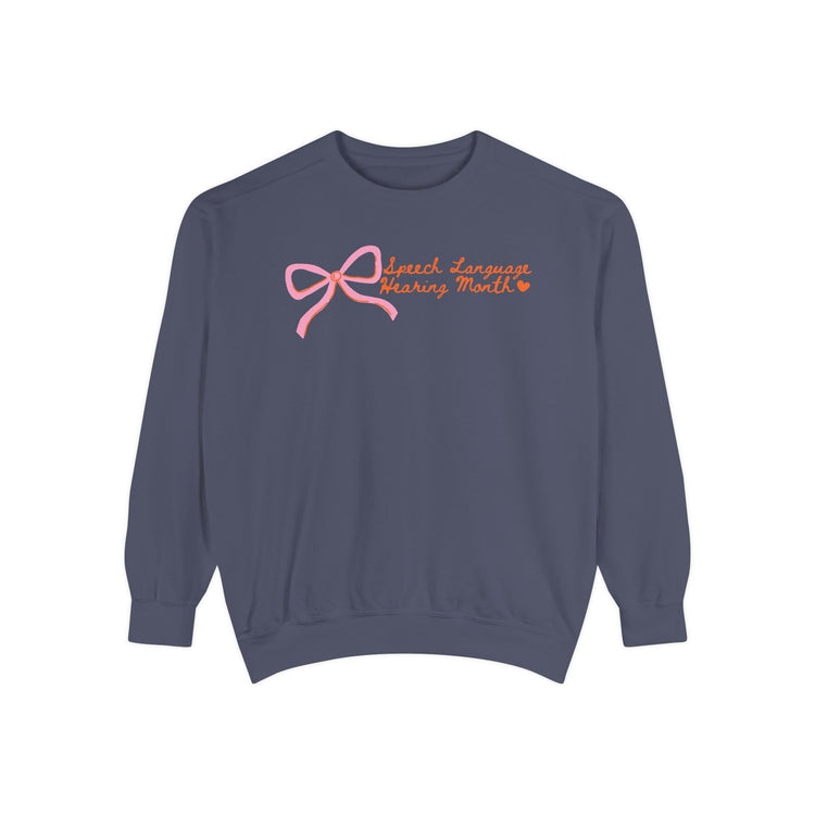 NSLHM pink bow comfort colors crewneck