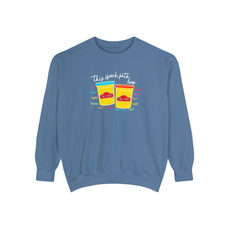 slp-doh speech path loves comfort colors crewneck