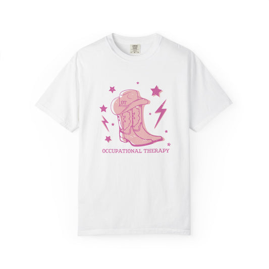 OT cowboy boots comfort colors tee