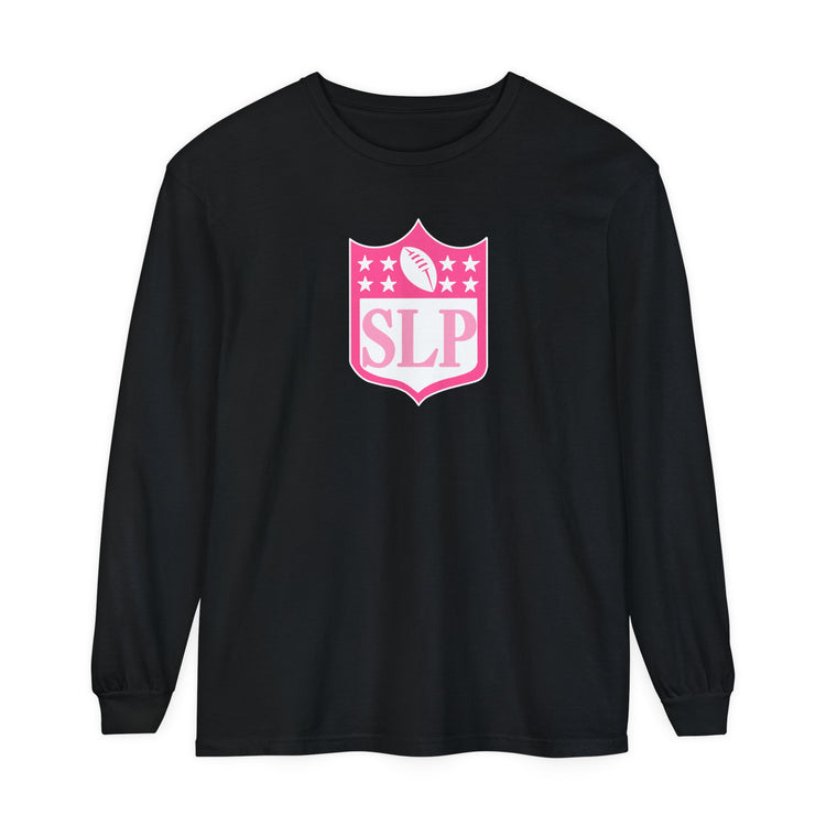 SLP football crest comfort colors long sleeve tee