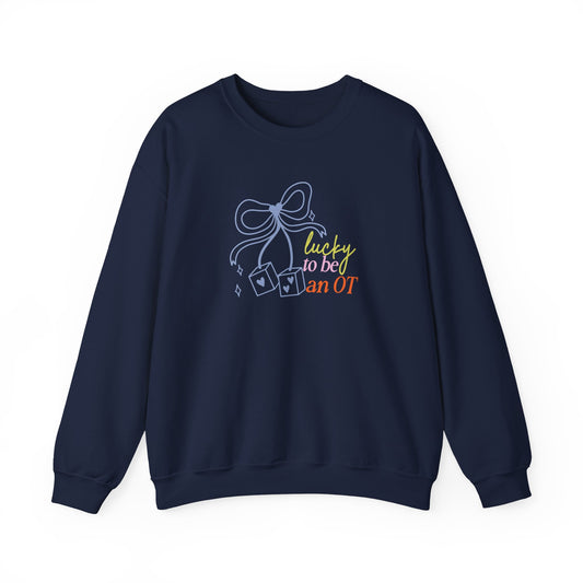 lucky to be an OT dice bow crewneck