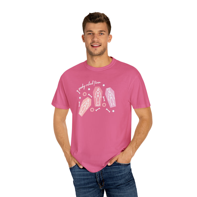 spooky rehab team skeleton bones comfort colors tee