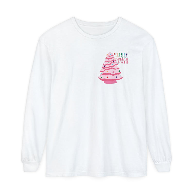 merry speech path ceramic tree comfort colors long sleeve tee