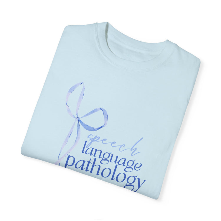 blue bow speech language pathology comfort colors tee