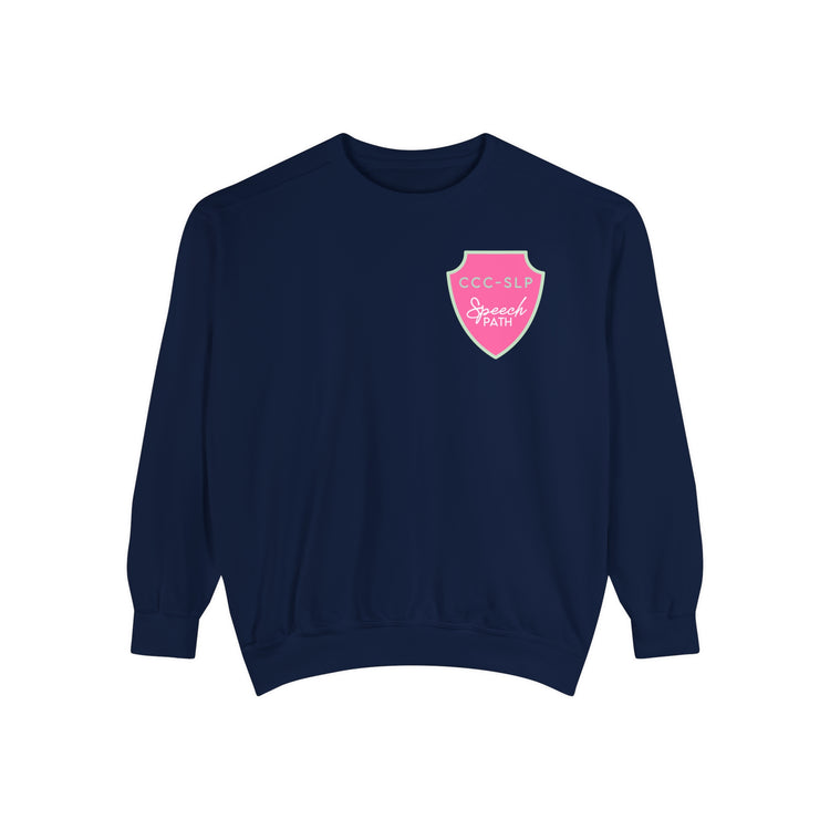 speech path ccc badge comfort colors crewneck