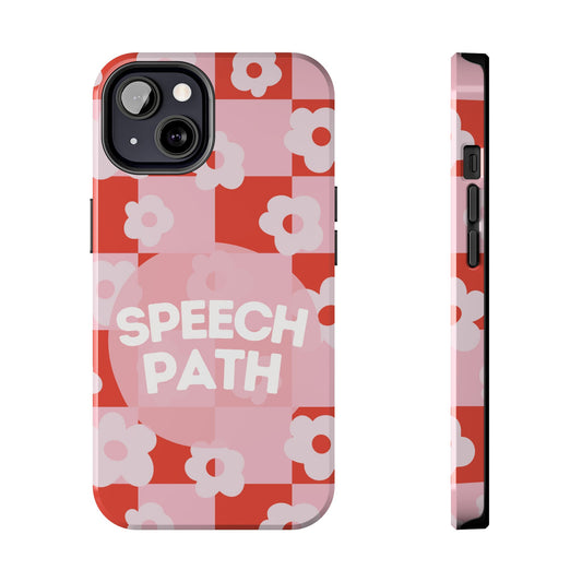 speech path red retro flower iPhone case