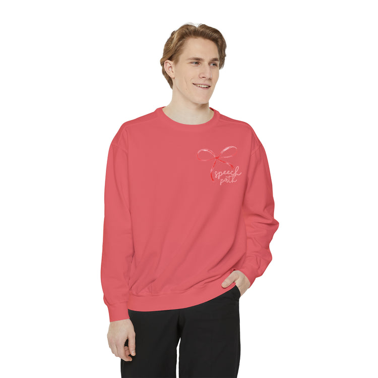 everyone deserves a voice red bow comfort colors crewneck