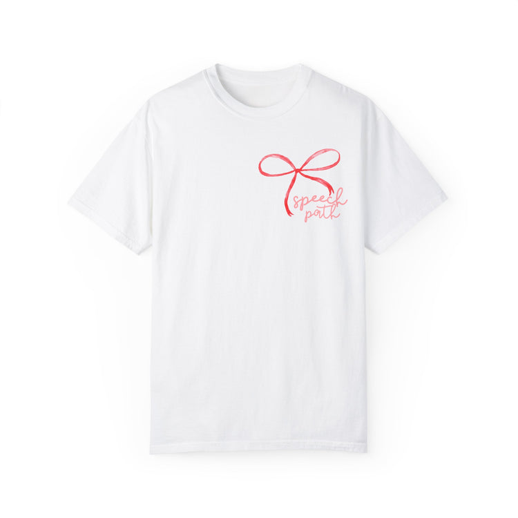 everyone deserves a voice red bow comfort colors tee