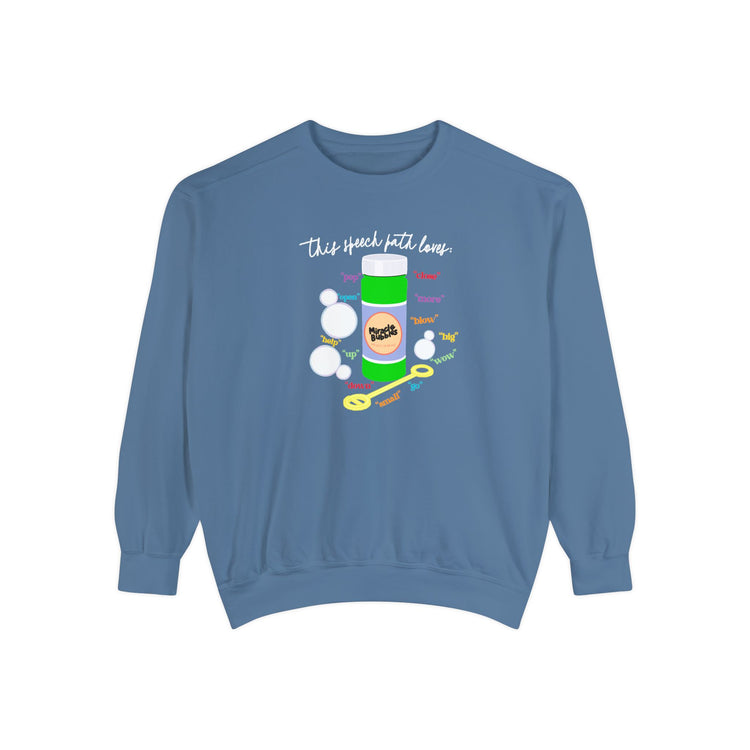 bubbles speech path loves comfort colors crewneck