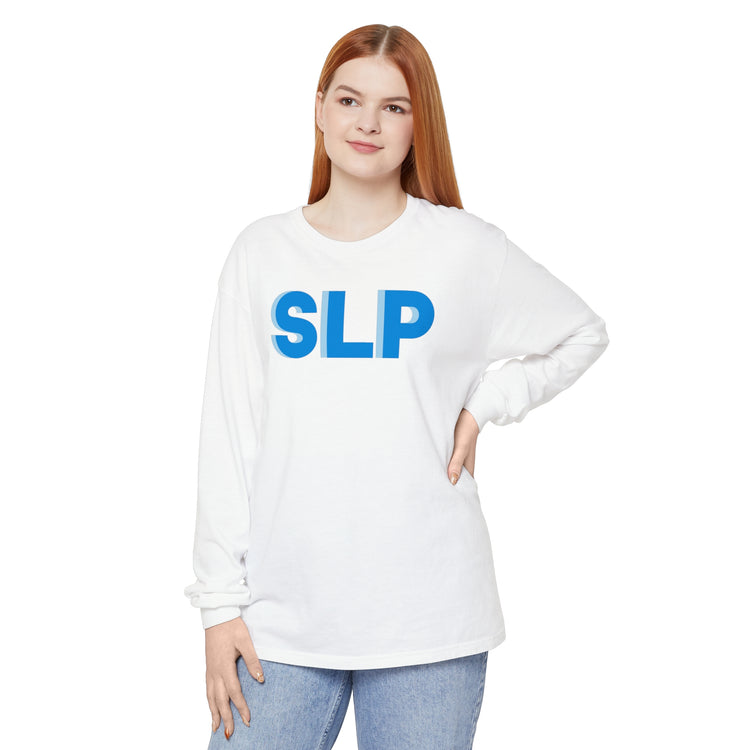 SLP block blue comfort colors long sleeve tee