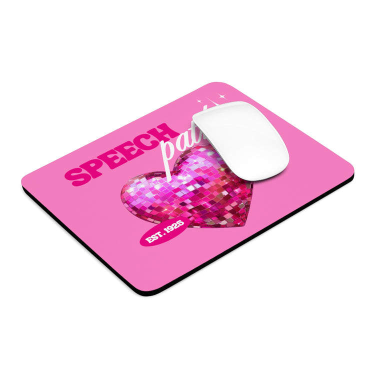 pink disco heart speech path mouse pad