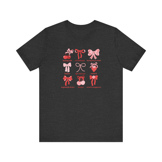 audiology scope cherry bow short sleeve tee