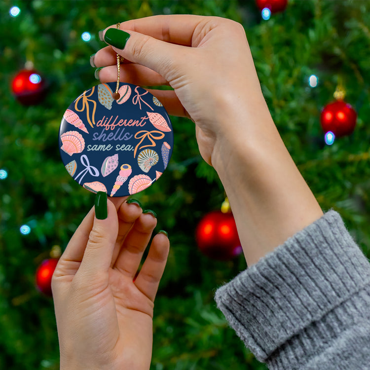different shells same sea circle ornament