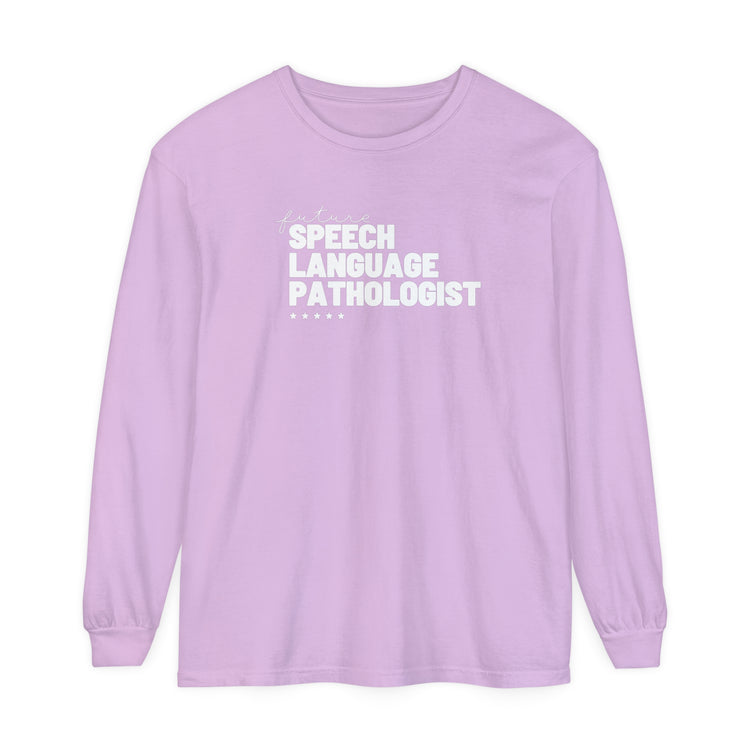 future speech language pathologist comfort colors long sleeve tee