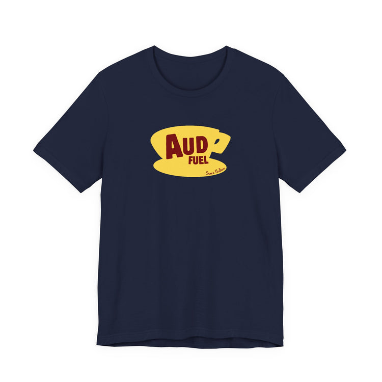 aud fuel yellow coffee cup short sleeve tee