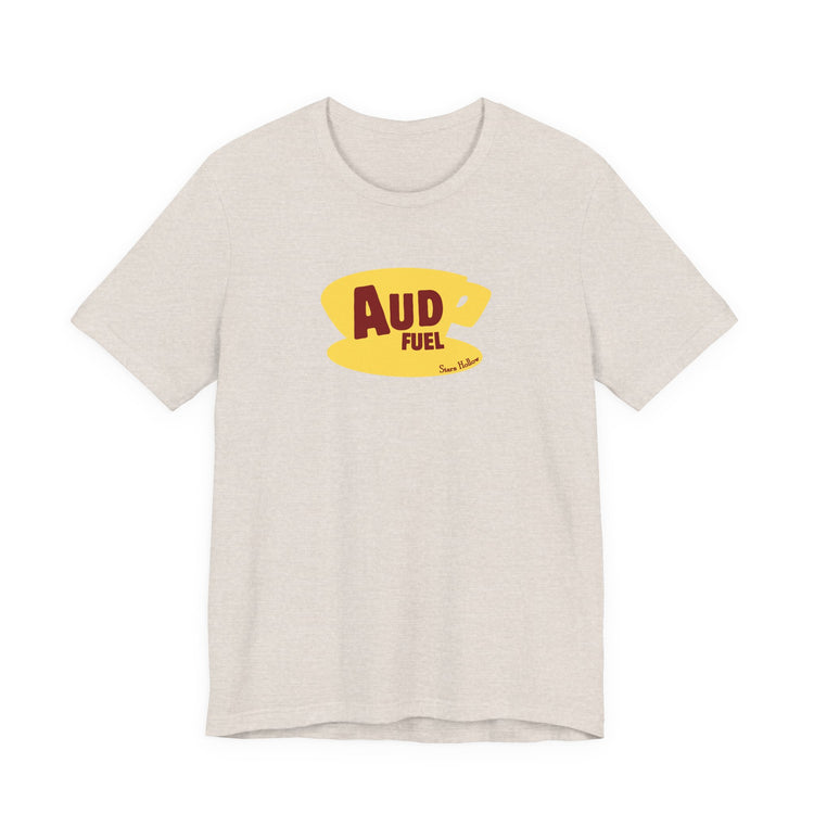 aud fuel yellow coffee cup short sleeve tee
