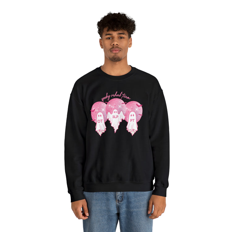 spooky rehab meeting pink disco ghosts crewneck