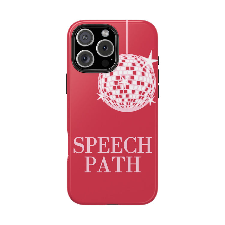 speech path disco ball red iPhone case