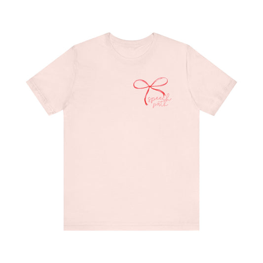 everyone deserves a voice red bow short sleeve tee