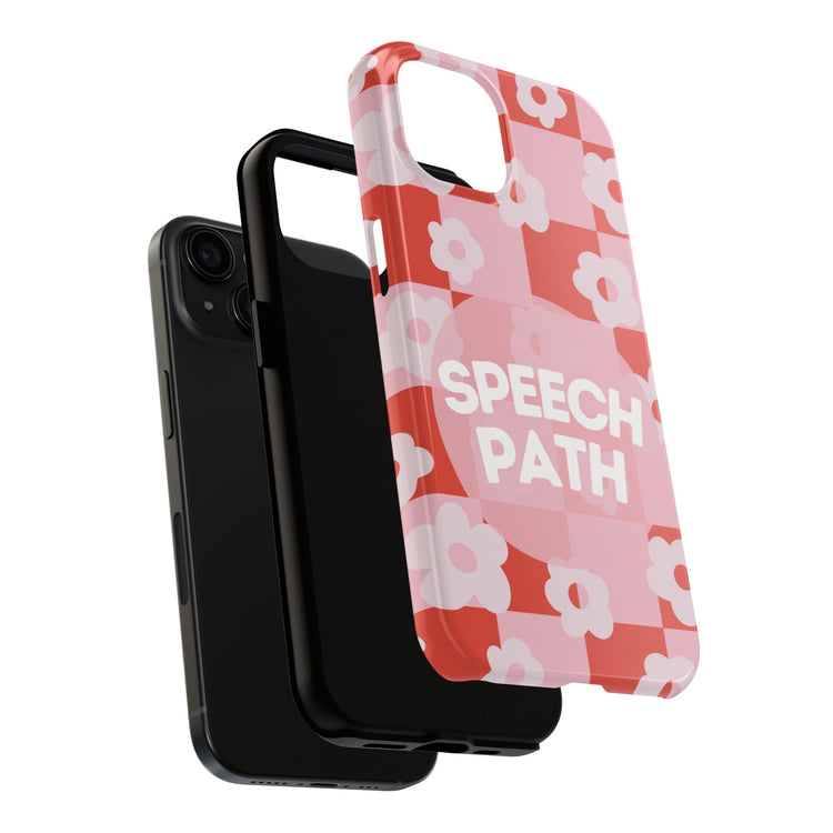 speech path red retro flower iPhone case