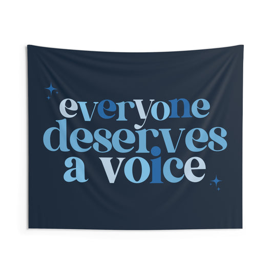 everyone deserves a voice blue wall tapestry