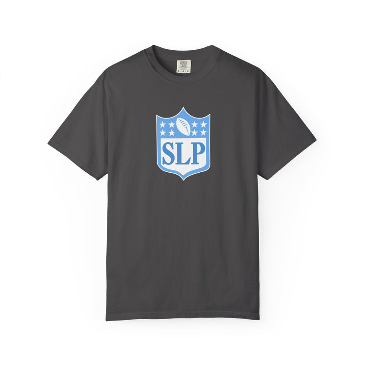 SLP football crest blue comfort colors tee