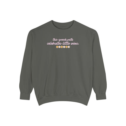 speech path little big wins front/back comfort colors crewneck