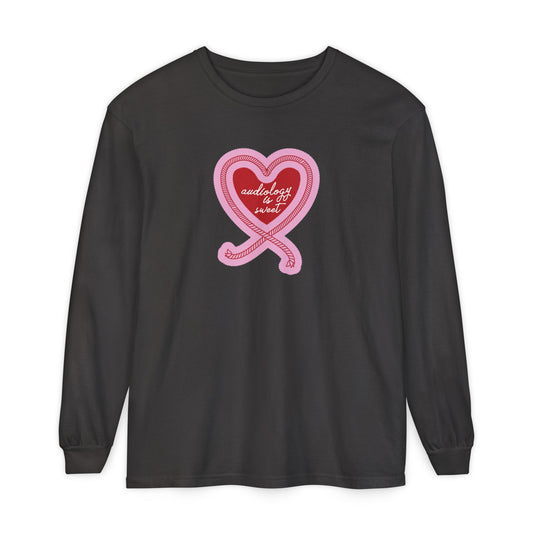 audiology is sweet heart rope comfort colors long sleeve tee