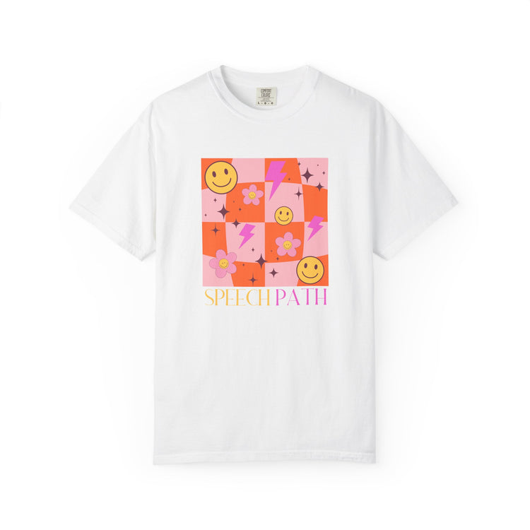 smiley disco speech path comfort colors tee