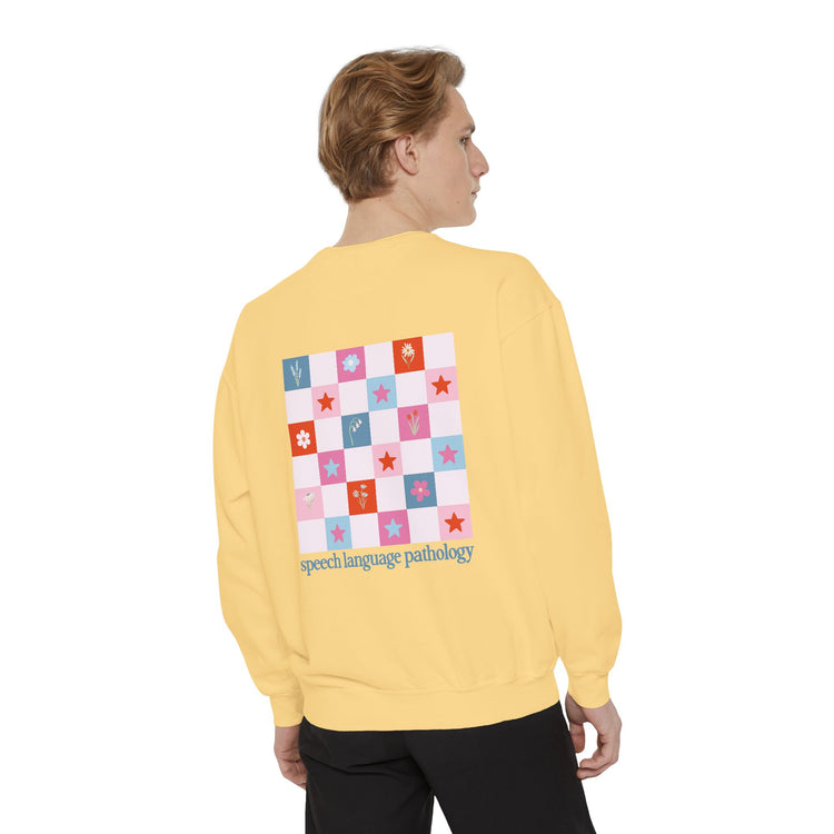 bloom in speech flowers comfort colors crewneck