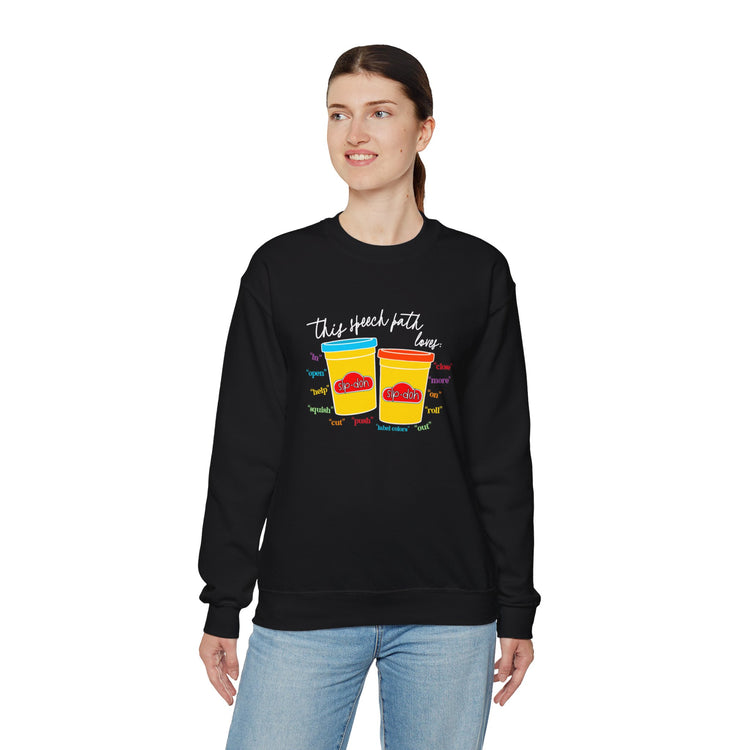 slp-doh speech path loves crewneck