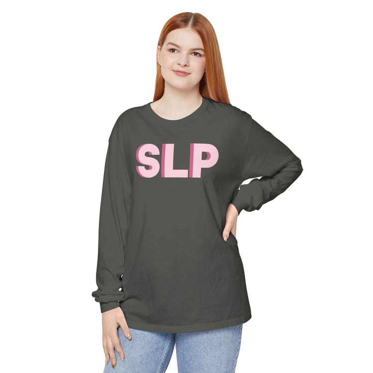 SLP block pink comfort colors long sleeve tee