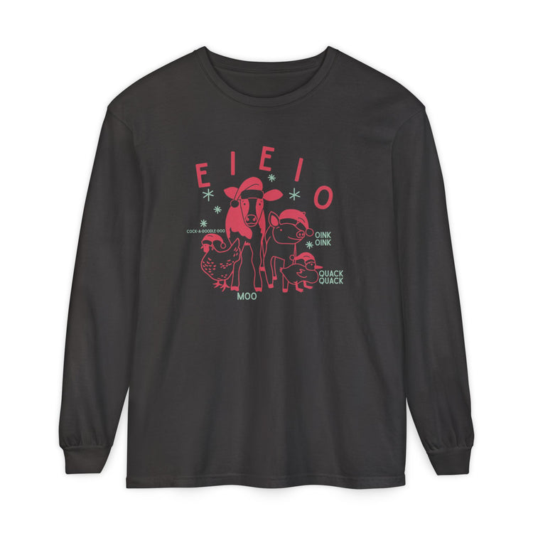 EIEIO holiday barn animals long sleeve tee