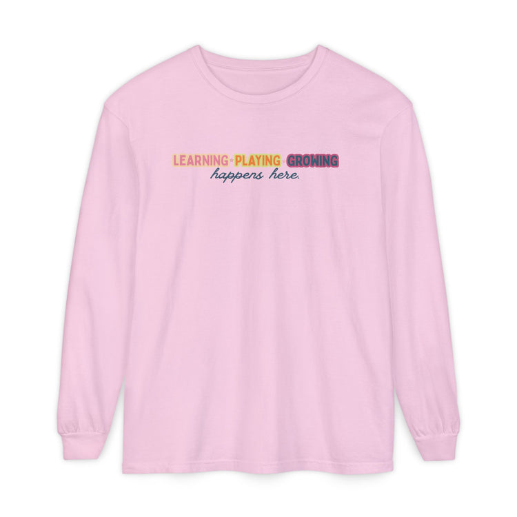 learning playing growing long sleeve tee