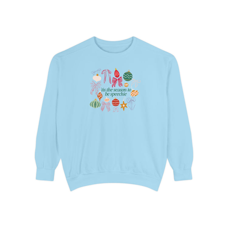 tis the season to be speechie comfort colors crewneck