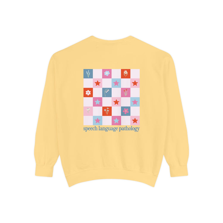 bloom in speech flowers comfort colors crewneck