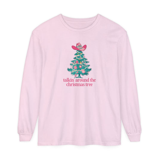 talkin' around the christmas tree comfort colors long sleeve tee