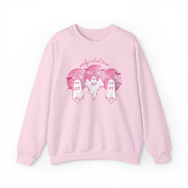 spooky rehab meeting pink disco ghosts crewneck