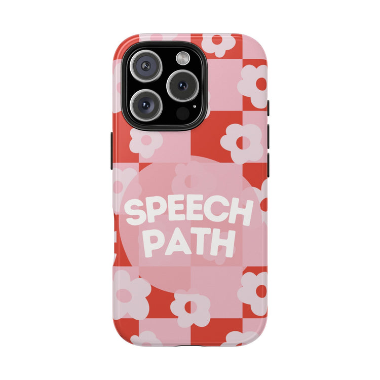 speech path red retro flower iPhone case