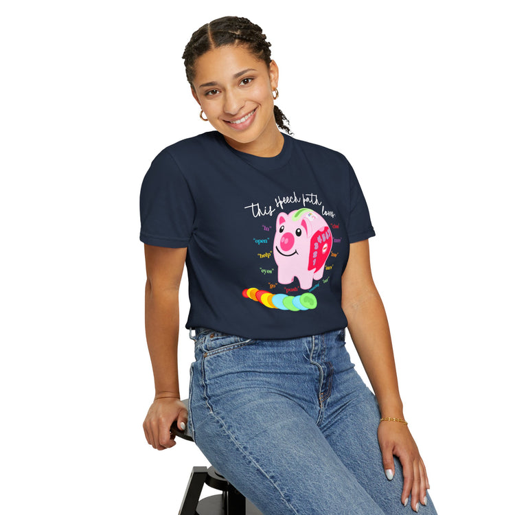 piggy bank speech path loves comfort colors tee