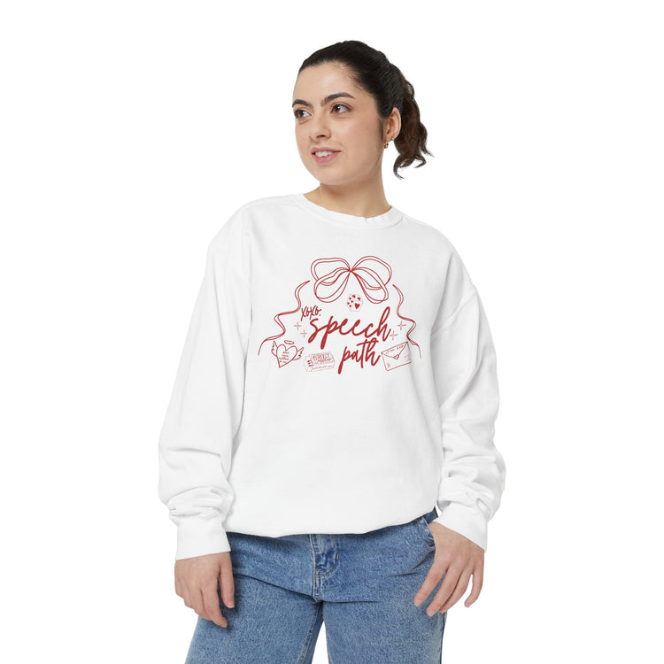 SLP valentine bow comfort colors crewneck