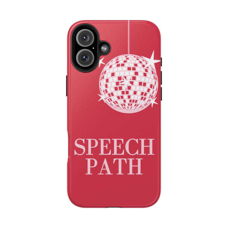 speech path disco ball red iPhone case