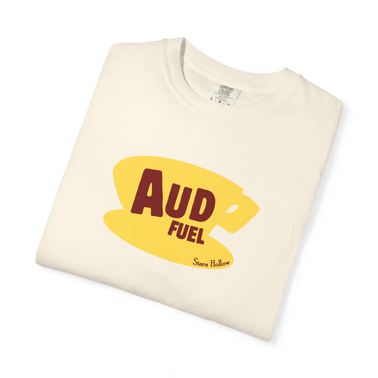 aud fuel yellow coffee cup comfort colors tee