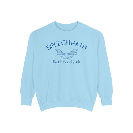 speech path beach chairs comfort colors crewneck