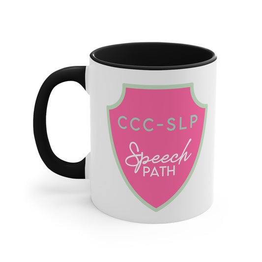 ccc speech path badge pink mug 11oz