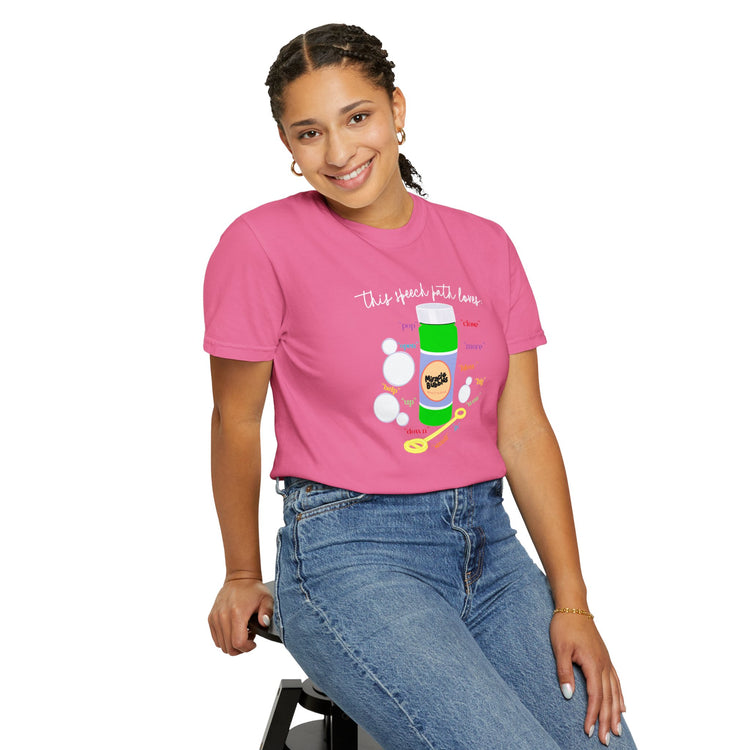 bubbles speech path loves comfort colors tee